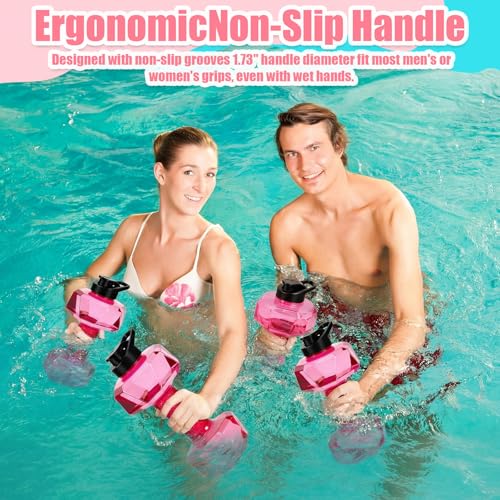 4 Pcs Water Aquatic Exercise Set 2 Ankle Wrist Swimming Weights 2 Water Aquatic Exercise Dumbbells PE Materials Dumbbell Aerobics with Non Slip Handle for Swim Pool Fitness Equipment