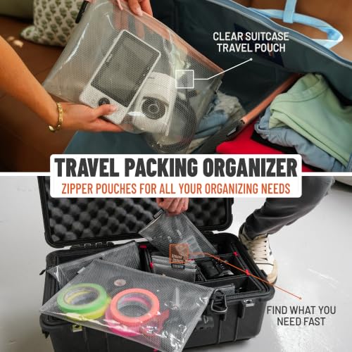 GOBAGS Air Production Multi-Size Clear Zipper Pouch (4‑Pack) – Cable Organizer & Travel Gear Bag for Electronics, Camera Accessories, Tool Pouch & Small Tech Storage - color: Black, size: Multi