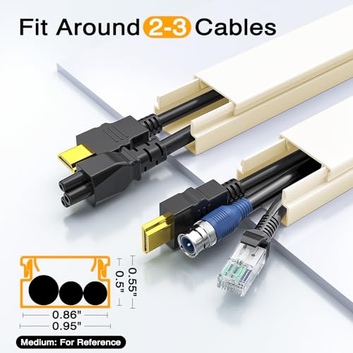 Cord Cover Wall, 157in Delamu Cord Hider Wall Mounted TV, Wire Covers for Cords Cable Management, Cable Raceway Cable Hider Concealer, Cable Cover Wire Hider to Hide Cords, 10XL15.7W0.95H0.55in Beige - color: Beige, size: 157in L x 0.95in W x 0.55in H