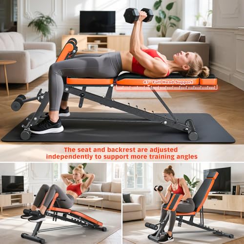 XDDIAS Roman Chair, Adjustable Weight Bench Back Extension Machine for Home Gym, 1000LBS All-in-One Sit Up Bench with Dumbbell Rack, Incline, Decline, and Flat Bench for Hyperextension, Core, Glute - color: Black+Bench Only