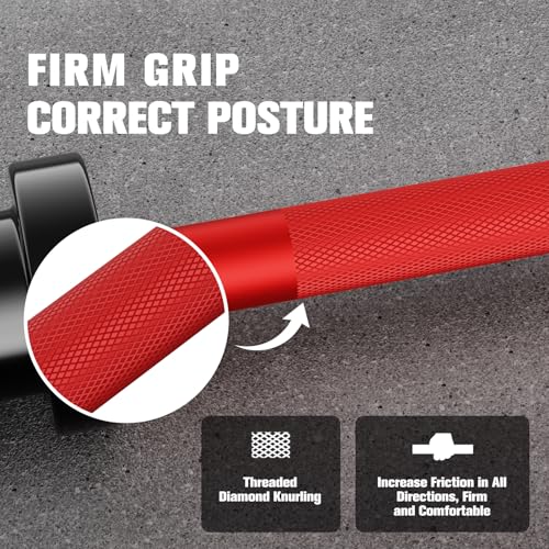 RitFit Barbell Weight Set - 4/6FT Olympic Barbell with Weight Plates (55-115LB Total) - Weightlifting Equipment for Squats, Curls, Deadlifts, Presses, Hip Thrusts - color: Black/Red, size: 4FT With 35LB Plates