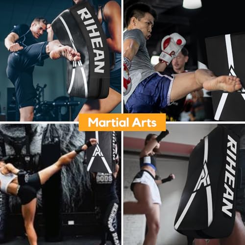 Martial Arts Kicking Shields Pad for Muay Thai, Taekwondo, Football, Basketball Training - Denser Foam, Longlasting PU Leather Kick Shield - style: 16x24in Black