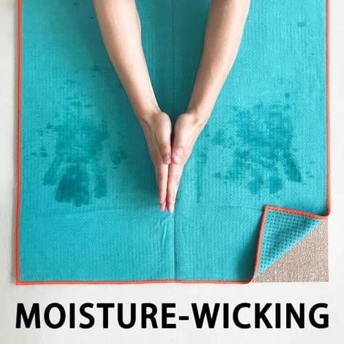 Muka Yoga Mat Towel with Grip Dot Non-Slip, Sweat Absorbent Towel for Hot Yoga Pilates Fitness 72x24 Inch - color: Brown