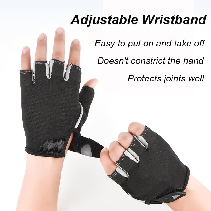 FGSS Workout Gloves for Men Women Exercise Gloves for Weight Lifting Fitness Cycling Gym Training with Grip Cushion Pads - color: Black-M