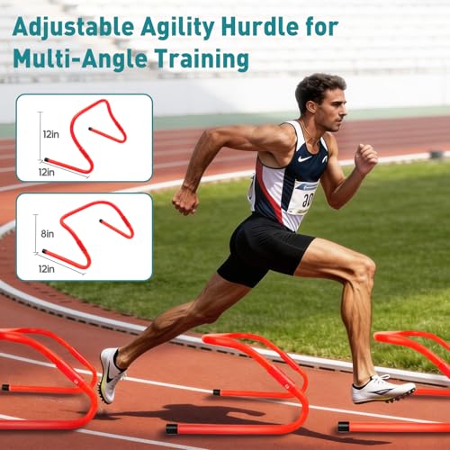Agility Ladder Speed Training Equipment Set, 4 Adjustable Hurdles | 20 ft Ladder, 12 Cones, Jump Rope, Resistance Parachute, Soccer, Basketball, Football Practice Equipment for Youth, Adults - color: Yellow, size: 17.18"*5.72"*13.32"