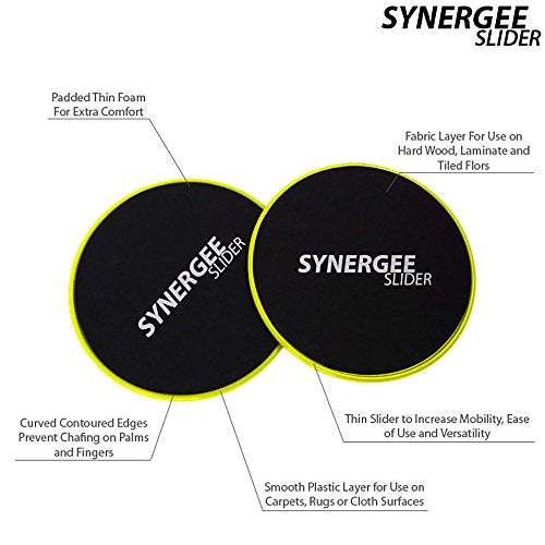 Synergee Core Sliders – Dual Sided Ab Exercise Equipment - color: Yellow