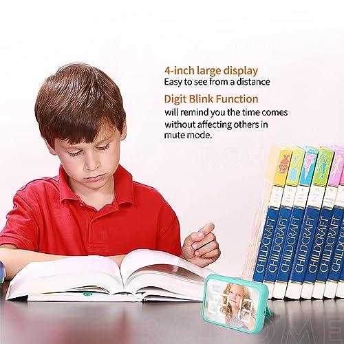 Digital Large Display Visual Timer Stopwatch for Kitchen Teacher School Classroom Cooking, Night Light Magnetic Bathroom Makeup Mirror LED Stop Clock Timer, 99 Minutes Countdown, Loud/Silent (Green) - color: Green