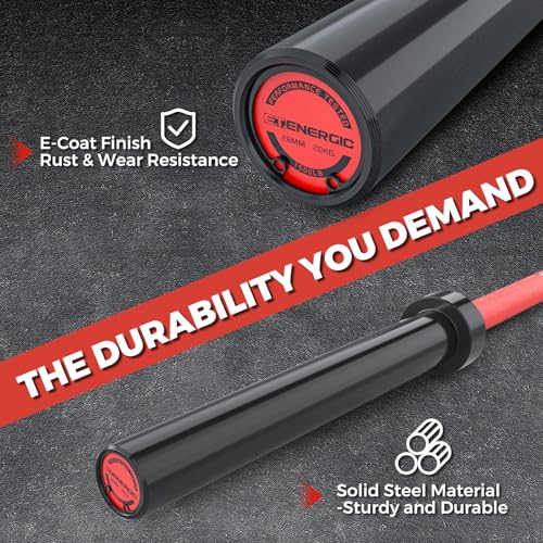 Olympic Barbell 7FT 45LB, 1500LB Capacity Weight Bar for Home Gym, 2-Inch Olympic Barbell for Weightlifting, Powerlifting, Squat, Deadlift and Bench Press - color: Black&Red