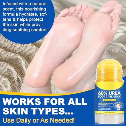 60% Urea Cream Stick plus 2% Salicylic Acid, Maximum Strength Urea Foot Cream Callus Remover for Dry Cracked Heels, Hands, Knees,Exfoliating Moisturizer, Dead Skin Remover Foot Balm 1.4oz (1pcs) - size: 1.41 Fl Oz (Pack of 1)