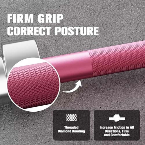 RitFit Barbell Weight Set - 4/6FT Olympic Barbell with Weight Plates (55-115LB Total) - Weightlifting Equipment for Squats, Curls, Deadlifts, Presses, Hip Thrusts - color: Pink, size: 6FT With 155LB Plates
