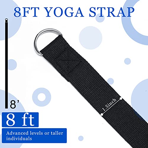 6 Pcs Yoga Strap for Stretching 8 ft Yoga Exercise Adjustable Straps Bands with Safe D Ring Buckle for Pilates, Gym Workouts, Fitness, Physical Exercise, Dance, Improve Flexibility - color: Black