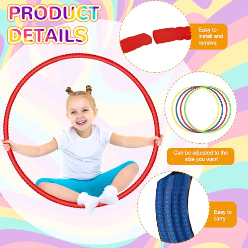 Sratte 8 Pcs Color Hoop Detachable Adjustable Exercise Ring Plastic Hoop for Gymnastics Dog Agility Equipment Party Decor, 4 Colors - color: Bright Colors, size: 28 Inch