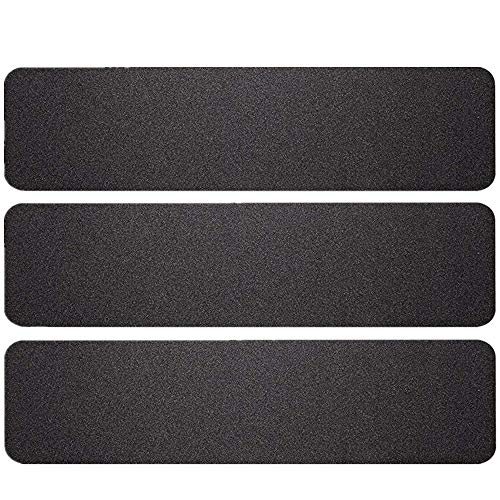 3 Pack Large 6 Inch x 24 Inch Non Slip Stair Treads Black High Traction Adhesive Pre-Cut Safety Tape Tread Prevents Slips and Falls Outdoor