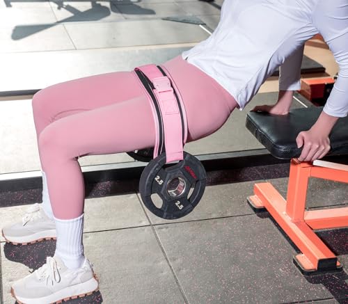 Hip Thrust Belt for Dumbbells,Booty Belt for Hip Thrust Slip-Resistant Padding - color: Pink