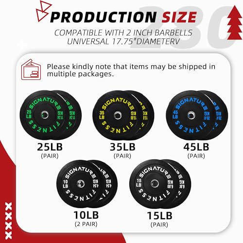Fitvids 2-Inch Olympic Rubber Weight Plates Sets, Bumper Plates Set with Barbell for Strength Training, 180-390 Lbs Multiple Options - color: Colored, style: 280LB Set