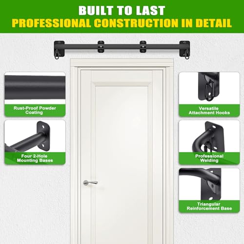 SELEWARE Heavy Duty Wall Mount Pull Up Bar, Joist Mount Chin Up Bar for Doorway, Sturdy Steel Construction, w/Resistance Band Hooks, Fits 32"/36" Wall Studs for Home Gym Strength Training - size: A: 36" x 1.6" Dia Grip