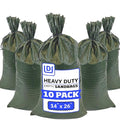 DURASACK Heavy Duty Sandbags with Ties, 14x26, Empty, Green, Pack of 10 | Woven Polypropylene Sandbags for Flood Control with 1600 Hours of UV Protection, 50 lbs Capacity - color: Green, size: 10 Sandbags