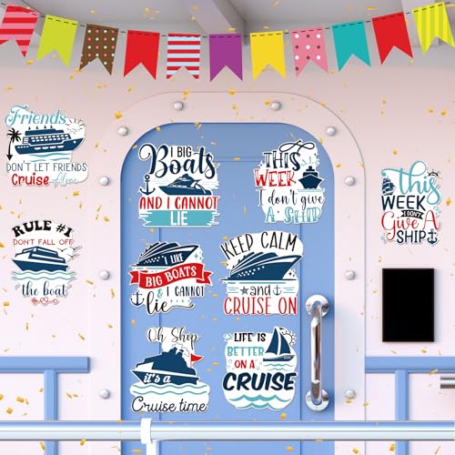Wxiben 9 Pcs Friends Cruise Ship Door Magnets Decorations Magnetic Stickers | Sea Navigation Design, Strong Magnet Grip, Firm Sticking, Magnet Stickers for Carnival, Party, Fridge, Stateroom Cabin Door - style: Friends