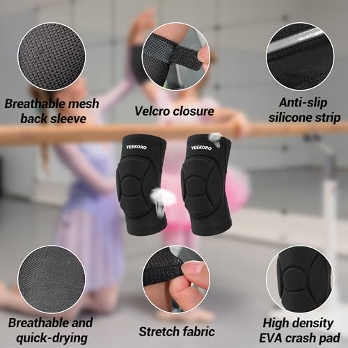 Kids/Youth Knee Pads Elbow Pads, Sports Compression Support Sleeve | Knee Elbow Protective Gear, Sports Knee Elbow Protector with Thickened Pads for Basketball Wrestling Football Volleyball - color: Black Elbow Pads, size: YS (arm circumference: 6.69-7.48