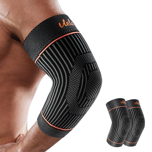 Tennis Elbow Sleeve,Elbow Compression Sleeve, Elbow Brace For Tendonitis and Tennis Elbow,Golfers, Arthritis, Bursitis. Elbow Pain Relief,Weightlifting, Fit for Men & Women - color: Orange, size: X-Small