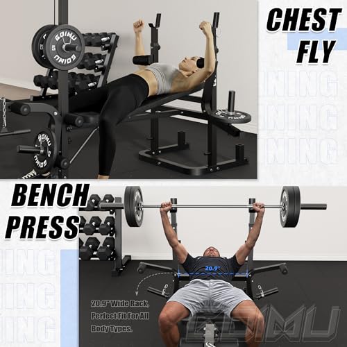 Z3 900LBS Olympic Weight Bench Set with Leg Extension, 9 in 1 Workout Press with Preacher Curl Pad and LAT Pulldown, Strength Training Bench for Home Gym - color: Bench and 120lbs Plates