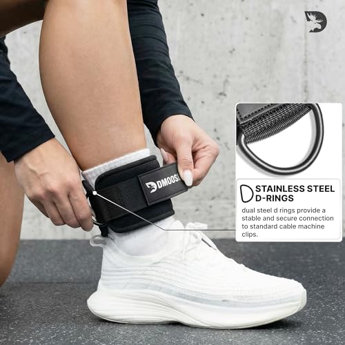 DMoose Ankle Strap for Cable Machine - One Size Fit with Premium Padding, Workout Kickback Ankle Cuffs, Ankle Bands for Working Out, Booty Workouts, Leg Extension, Hip Abductors & Lower Body Exercises - color: Cyan - Pair