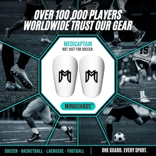 MediCaptain MiniGuards - Mini Shin Guards for Soccer Players - Tiny Shin Pads for Men, Women, Teens - Miniature Shin Guards 3.9 x 2.4 inch - Perfect for High Level Soccer Athletes - color: White