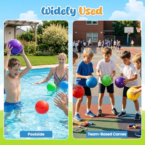 Amor Present 8PCS Inflatable Playground Balls, 8.5Inch Bouncing Sensory Balls with Hand Air Pump, for Kids Birthday Parties