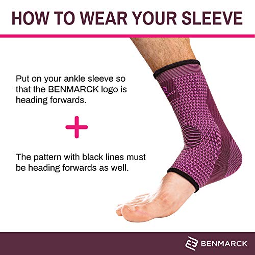 Benmarck Achilles Tendon Support Brace, Plantar Fasciitis Sock, Ankle Compression Sleeve For Running, Tendonitis and Flat Feet Relief - color: Fuchsia Purple