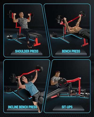 GAOMON Adjustable Bench Press Machine - 1250LBS Capacity Chest Press with Independent Converging Arms for Chest, Shoulder, AB Workouts ,Home Gym Equipment