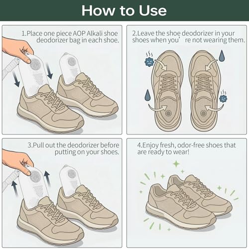 Effective Shoe Odor Absorber, 2 Pack Natural Shoe Odor Eliminator, Last 3 Years, Sneaker Deodorizer Absorbers for Clean Footwear, Chemical-Free Shoe Odor Remover-More Effective Than Baking Soda