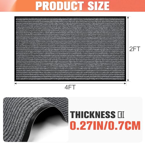 MYFAMIREA Commercial Floor Mat 2' x 4' Extra Large Front Door Industrial Rug Heavy Duty Brush Step Entrance Mat Weather Utility Rug with Non Slip Rubber Backing Low Profile for Entryway, Charcoal Grey - size: 2 x 4 Feet