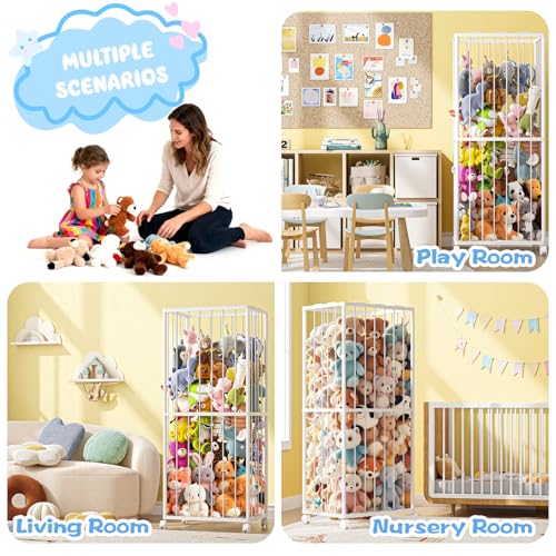 Stuffed Animal Storage Zoo Metal Toy Organizer 61x23.6x16.5in with Wheels - size: X-Large