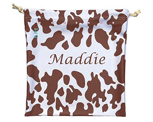 Bitt Sportswear Personalized Gymnastics Grip Bag in Cow Print with Crystals Options (Brown Cow Print) - color: Brown Cow Print