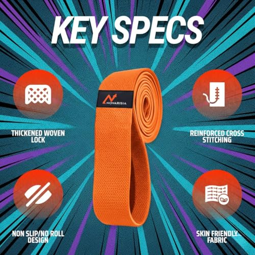 76 Inch Fabric Resistance Band for Strength Training, Mobility, and Stretching, Non-Slip Workout Band for Athletes, Home Gyms, Yoga, and Physical Therapy - color: Cosmic Orange