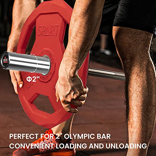 SPART Color Coded Weight Plate 2-Inch Rubber Coated Olympic Grip Plate for Barbell, Solid Cast Iron Weight Plates for Strength Training, Weightlifting, Crossfit, Home Gym, 2.5LB/5LB/10LB/25LB/35LB/45LB, Pair - color: 15LB PAIR