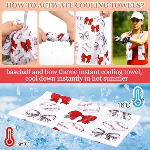 Moukeren 24 Pcs Cooling Towels 40"x12" Bulk Game Day Sports Ice Towel Quick Dry Breathable Party Favors for Team Coach Gift - style: Baseball