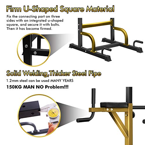 BangTong&Li Power Tower, Pull Up Bar Dip Station/Stand for Home Gym Strength Training Workout Equipment - color: Black