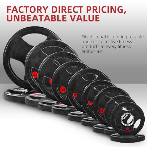 Fitvids 2 Inch Olympic Barbell Weight Plates and Bar Set, 5 FT Barbell Bar and 95 LB(2.5-25 LB) Barbell Weight Set for Home Gym Strength Training - style: 35LB Set with Bar