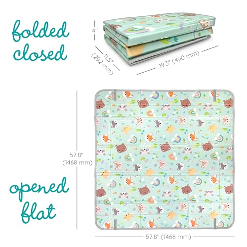 Infantino Foldable Foam Play Mat Reversible 57x57 in, Animals | Reversible design with two sides to play, Lightweight & portable, Water-resistant & wipeable, Folds flat for easy storage - style: Animal-Themed Foam Mat
