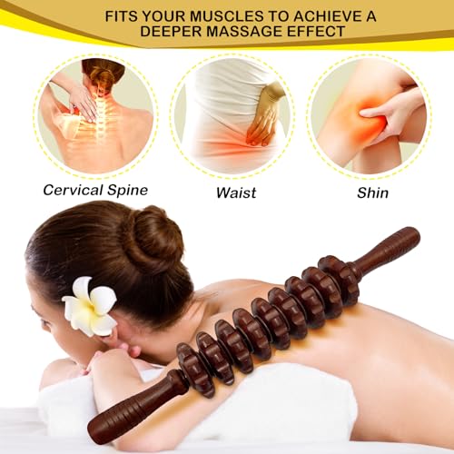 Manual Massager Wooden Handheld Roller Trigger Point Massage Stick for Fascia, Cellulite, Muscle & Abdomen, Body Therapy Massager, Muscle Belly Relief Tool, Coffee - color: Coffee