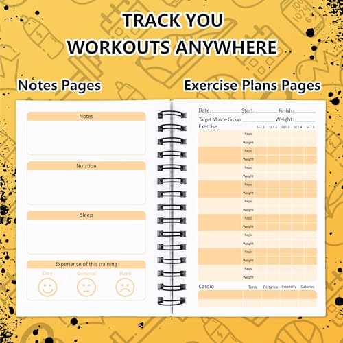 3 PCS Fitness Tracker Journal Portable Workout Notebook 90-Day Exercise Planner for Record Your Daily Progress 5.5 x 3.93 inch