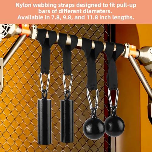 Non-Slip Iron Pull Up Grips and Cannonball Handles,3-Length Straps & Carabiners, Grip Strength Trainer for Pull-Up Bar, Dead Hangs, Forearm & Hand Training, Home Gym Gear - size: 48mm+70mm