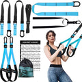 Home Resistance Training Kit | Full-Body Workout with Suspension Trainer Straps, Door Anchor, Handles, and Carrying Bag | Complete Home Gym Equipment - color: Blue