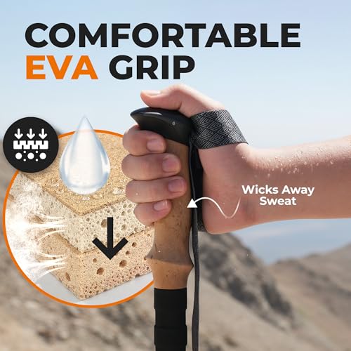 Trekology Trek-Z Collapsible Hiking & Trekking Poles - Balance Support for Seniors, Women, and Men, 2pc Per Set - color: EVA Green, size: 115–135 cm (for Height: 5’5” to 6’5”)