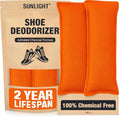 Sunlight® Shoe Deodorizer, Activated Charcoal Odor Absorber Bags, Chemical Free Odor Eaters for Shoes, Shoe Smell Remover Inserts, (50g, 2 Bags)