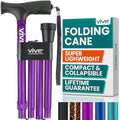 Vive Folding Cane - Foldable Walking Cane for Men, Women - Fold-up, Collapsible, Lightweight, Adjustable, Portable Hand Walking Stick - Balancing Mobility Aid - Sleek, Comfortable T Handles (Purple) - color: Purple