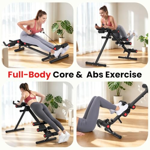 RELIFE REBUILD YOUR LIFE AB Workout Machine Adjustable Ab Trainer Machine Foldable Ab Cruncher Strength Training Equipment for Home Gym, Full Body Workout Equipment 440 LBS - color: Black-1