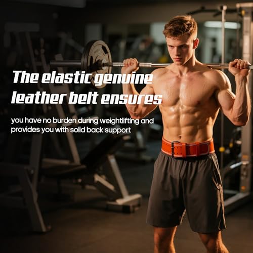 Genuine Leather Weight Lifting Belt for Men Double Prong Power Belt Heavy Duty - Strong, Stabilizing Back Support for Deadlifts, Squats Powerlifting - color: Brown, size: L