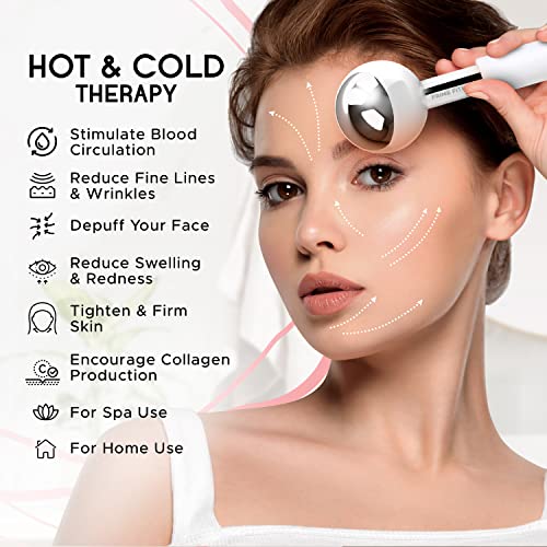 Ice Globes for Facials | Unbreakable Steel Cooling Roller | Cryo Sticks for Face | Massager for Face Neck & Eyes | Skin Care for Dark Circles, Puffiness, Wrinkles, Collagen Production (White) - color: White
